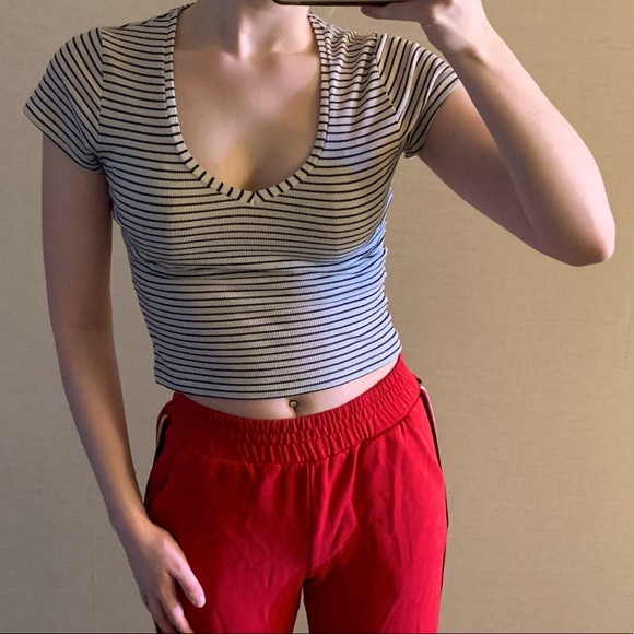 Miss Selfridge striped v-neck top - Picture 1 of 2